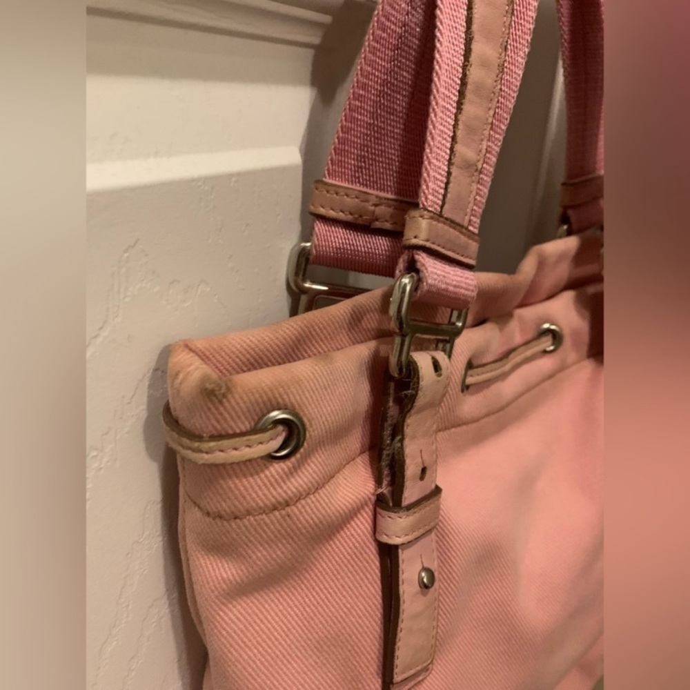 YSL Yves Saint Laurent Kahala Pink Canvas Tote - Picture 9 of 16